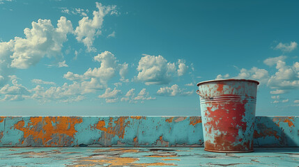 bucket with sky view, bucket list concept