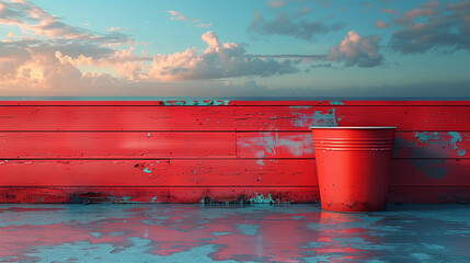 bucket with sky view, bucket list concept