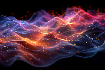 Abstract Glowing Wave Pattern with Colorful Lights. Abstract glowing wave pattern with vibrant colorful lights and bokeh effect.