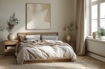 Minimalist Bedroom Interior Design With Natural Light And Wooden Accents
