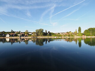 Fototapeta premium Nature of Rhine River in STEIN AM RHEIN town in SWITZERLAND
