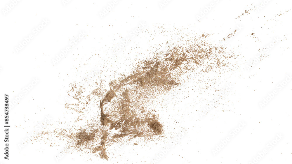 Fototapete 3d rendering of scattered sand granules or fine dirt on transparent background