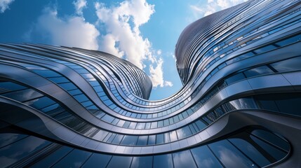 Urban and modern architecture in the blue hour with geometry and structures