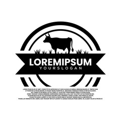 cow farm logo vector design logo
