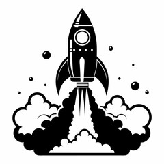 Obraz premium Rocket with Smoke silhouette vector illustration
