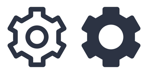 Settings, gear or cogwheel simple icons set designed in filled, outline, line and stroke style