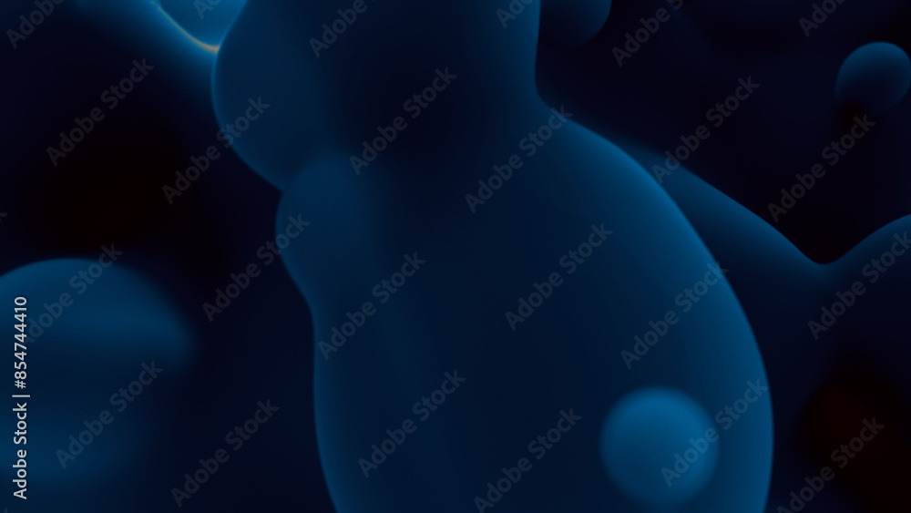 Poster dark blue or teal slime gentle forms float - abstract 3d rendering