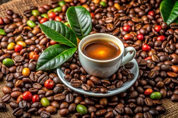 Obraz premium cup of coffee with beans