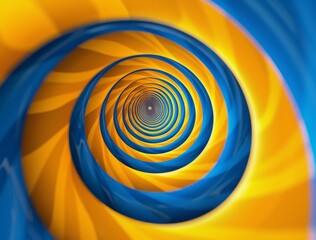 Abstract Spiral Pattern In Blue And Yellow