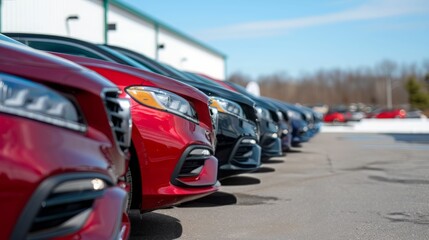 Row of Cars on a Lot.