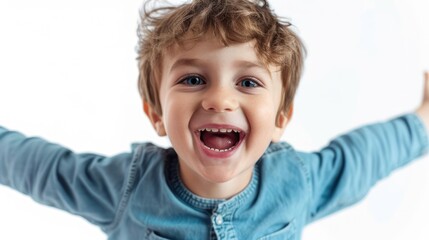 A playful child with a mischievous grin, embodying the spirit of youthful spontaneity. isolated white background