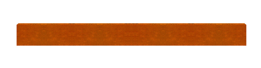 Illustration very rusty hellish old metal horizontal short beam - on isolated transparent background.