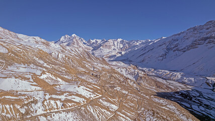 Picturesque view of the Key Gompa Monastery (4166 m) at sunrise. Spiti valley, Himachal Pradesh,...