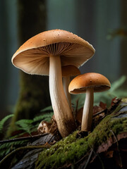 Fototapeta premium Majestic mushrooms in the forest, a mesmerizing display of nature's wonder. 
