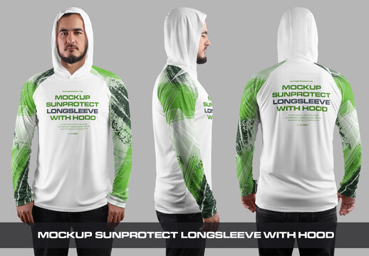 3 Sun Protection Long Sleeve T-Shirt Mockup
