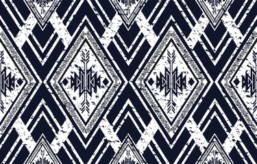 Fototapeta premium Ethnic ikat seamless pattern in tribal. Geometric ethnic ornament print. Ethnic pattern style. Design for ikat, blanket, fabric, clothing, carpet, textile, ethnic, batik, embroidery.