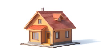 png of 3d cute house, super minimalist style, white background.