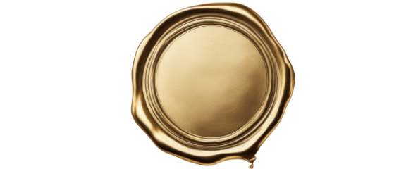 Gold wax seal, perfect for invitations, awards, and official documents or certificates, on isolated with transparent concept