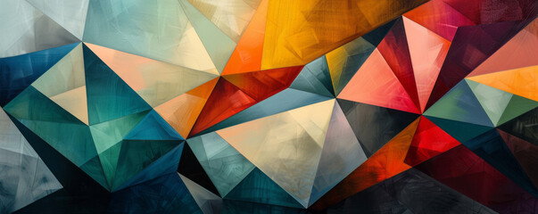 A series of geometric shapes overlapping and intersecting, creating a sense of movement and dynamism.