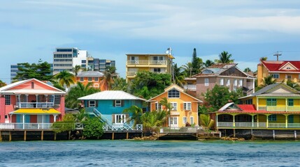 Fototapeta premium Colorful Caribbean Waterfront Homes