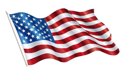 A high-quality illustration of the United States flag flying proudly, with a blank space below for personalized messages or branding elements. 
