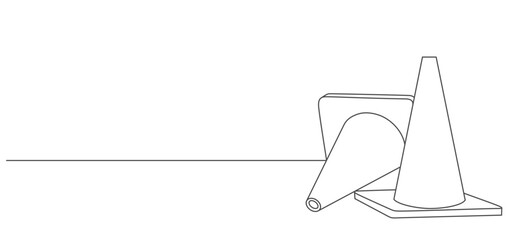 traffic cone line art style vector