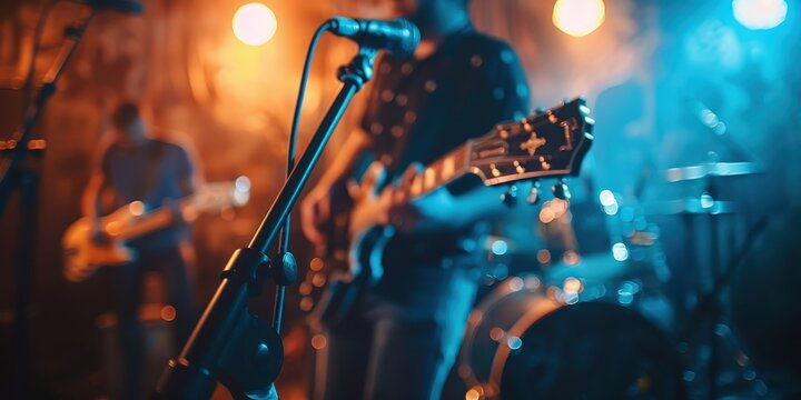 Microphone in Focus at a Rock Concert
