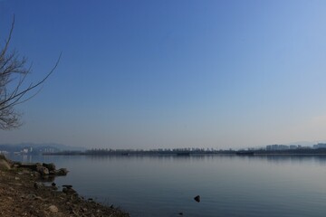 sunset over the river