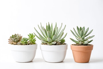Fototapeta premium Succulents in White and Terracotta Pots
