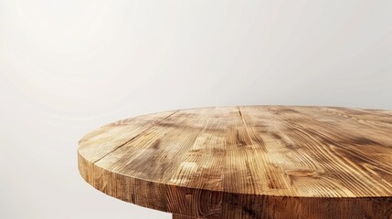Round wooden table on a white background