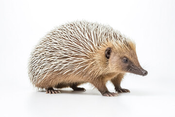 Obraz premium Close-up of a Hedgehog with Spikes on a White Background