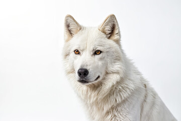 Fototapeta premium Close-up Portrait of a White Wolf with Golden Eyes