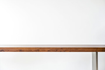 Wooden table top with white background