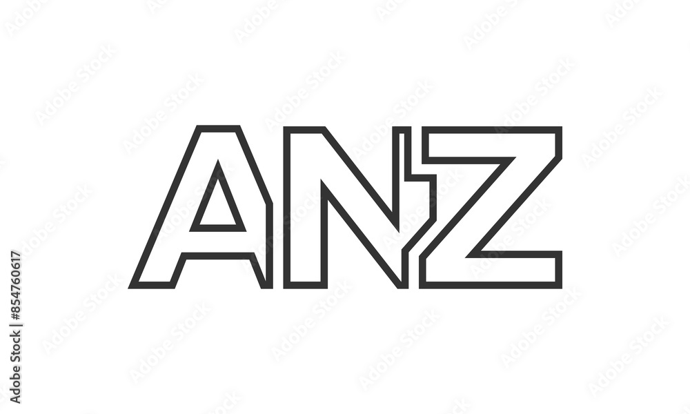 Poster anz logo design template with strong and modern bold text. initial based vector logotype featuring s