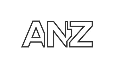 ANZ logo design template with strong and modern bold text. Initial based vector logotype featuring simple and minimal typography. Trendy company identity.