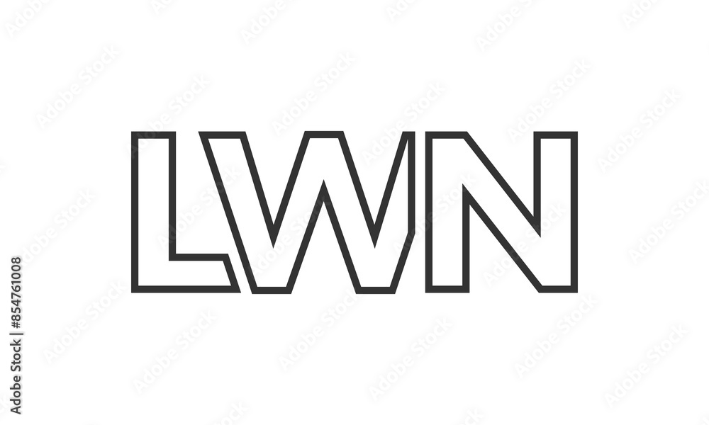 Poster LWN logo design template with strong and modern bold text. Initial based vector logotype featuring simple and minimal typography. Trendy company identity.
