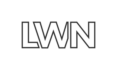LWN logo design template with strong and modern bold text. Initial based vector logotype featuring simple and minimal typography. Trendy company identity.