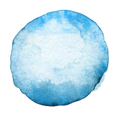 Oil art brush painted textured stripes isolated on white background, round palette watercolor blue strokes