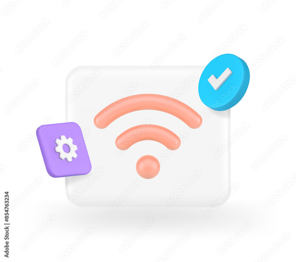 Poster wi fi wireless internet network success connection available access 3d icon realistic vector