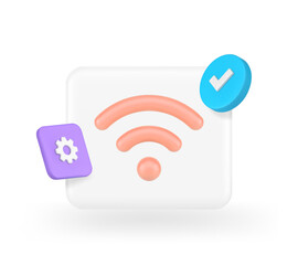 Wi fi wireless internet network success connection available access 3d icon realistic vector