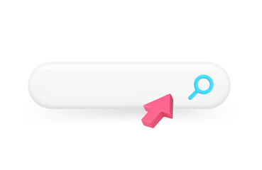 Online search internet browser address navigation bar arrow click cursor 3d icon realistic vector