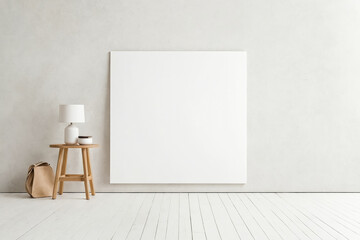 Minimalist Interior Design with White Wall and Wooden Floor
