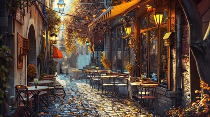 Fototapeta premium Outdoor cafe in the old town