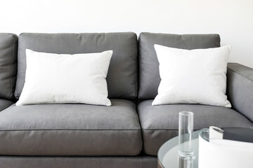 Grey Sofa with White Pillows