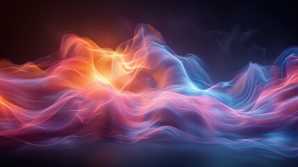 Abstract colorful light waves, bright flow of energy, smooth and dynamic colorful background.