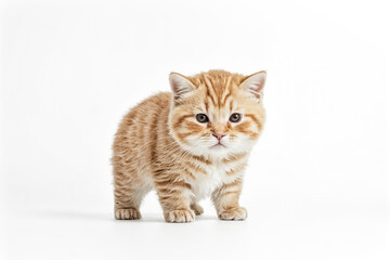 Adorable Ginger Kitten Posing Against a White Background