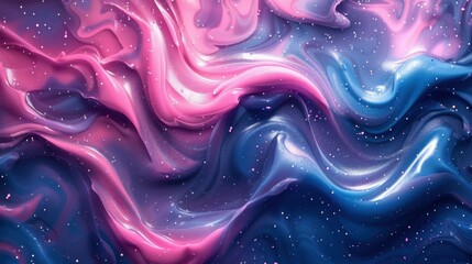 Obraz premium background texture. Holographic pink and blue molten plastic jelly wave