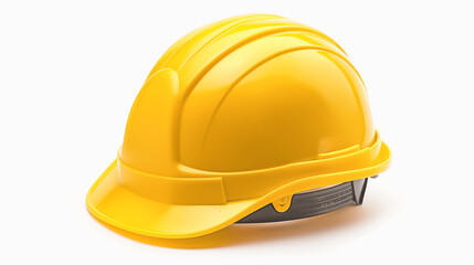 Fototapeta premium A yellow safety helmet isolated on a white background, symbolizing safety for workers involved in general labor tasks.