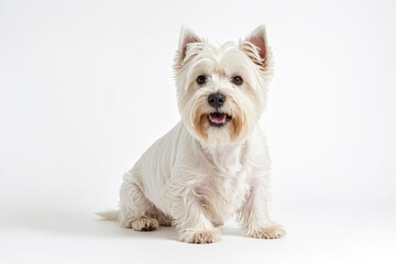 White West Highland Terrier Sitting On White Background
