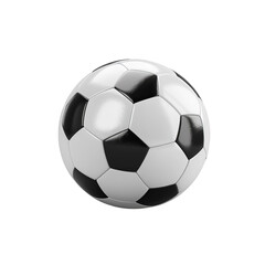 Fototapeta premium Balón de fútbol con pentágonos negros y hexágonos blancos sobre fondo transparente